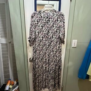 NATURAL LIFE Black and White Floral Long Sleeve Dress